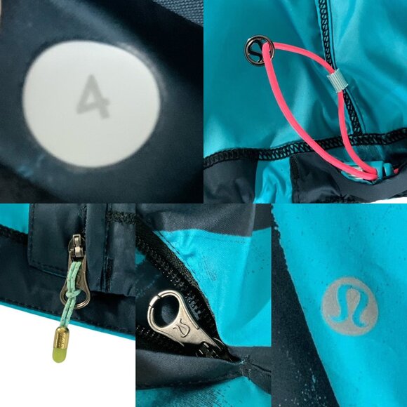 Lululemon Pack It Vest 4 Back Spin Stroke Peacock Blue Black Hooded - Picture 7 of 14
